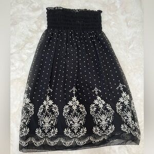Black tube top polka dot dress, small.